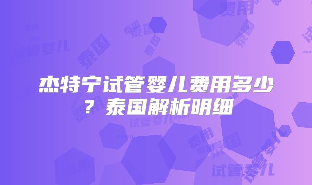 杰特宁试管婴儿费用多少?泰国解析明细