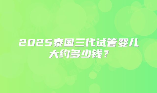 2025泰国三代试管婴儿大约多少钱？