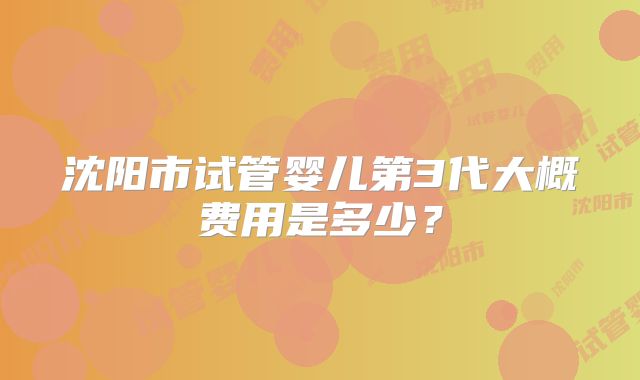 沈阳市试管婴儿第3代大概费用是多少？