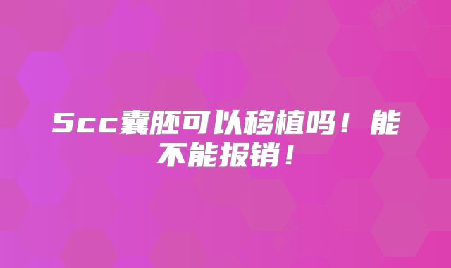 5cc囊胚可以移植吗！能不能报销！