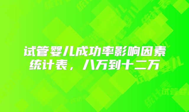 试管婴儿成功率影响因素统计表，八万到十二万