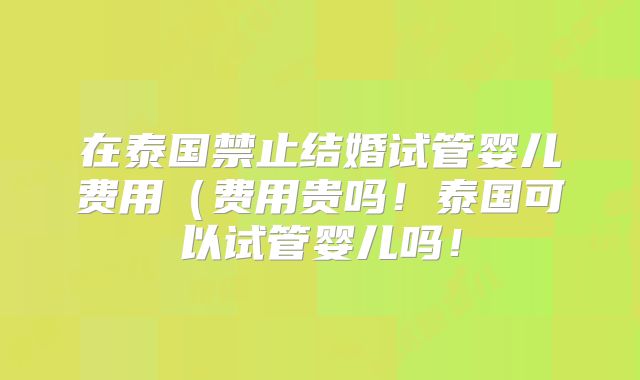 在泰国禁止结婚试管婴儿费用（费用贵吗！泰国可以试管婴儿吗！