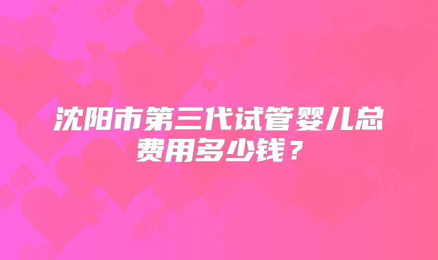 沈阳市第三代试管婴儿总费用多少钱？