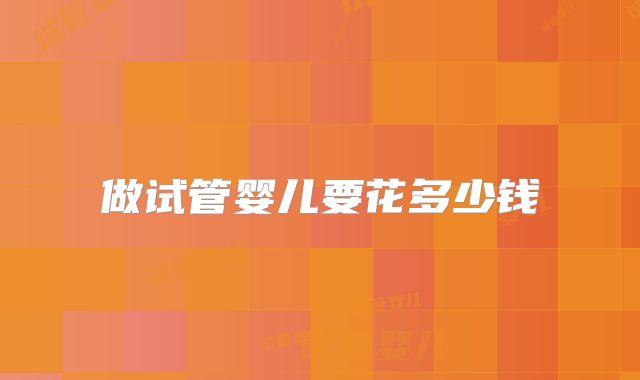 做试管婴儿要花多少钱