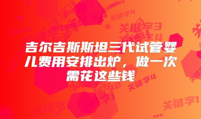 吉尔吉斯斯坦三代试管婴儿费用安排出炉,做一次需花这些钱