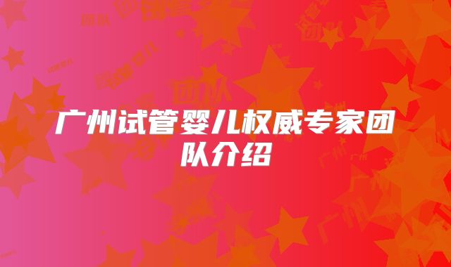 广州试管婴儿权威专家团队介绍