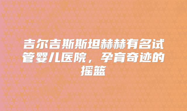 吉尔吉斯斯坦赫赫有名试管婴儿医院，孕育奇迹的摇篮