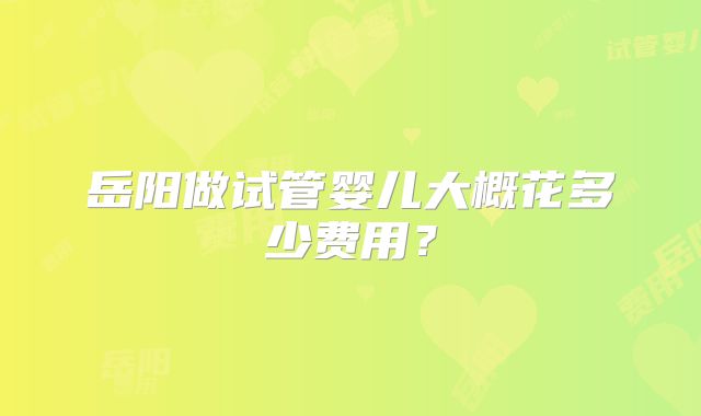 岳阳做试管婴儿大概花多少费用？