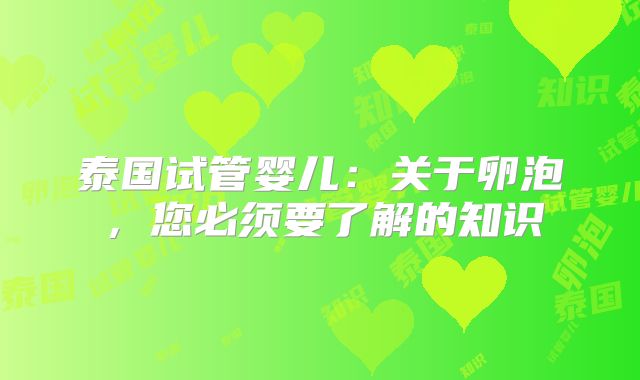 泰国试管婴儿：关于卵泡，您必须要了解的知识