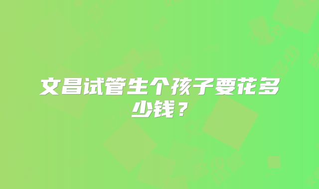 文昌试管生个孩子要花多少钱？