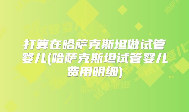 打算在哈萨克斯坦做试管婴儿(哈萨克斯坦试管婴儿费用明细)