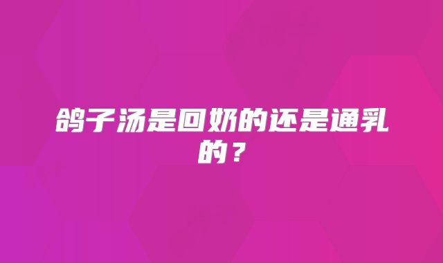 鸽子汤是回奶的还是通乳的？