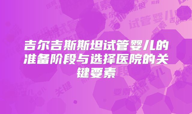 吉尔吉斯斯坦试管婴儿的准备阶段与选择医院的关键要素