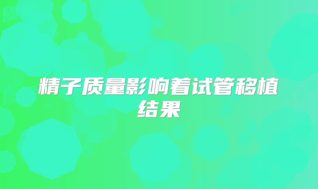 精子质量影响着试管移植结果