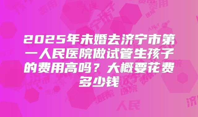 2025年未婚去济宁市第一人民医院做试管生孩子的费用高吗？大概要花费多少钱