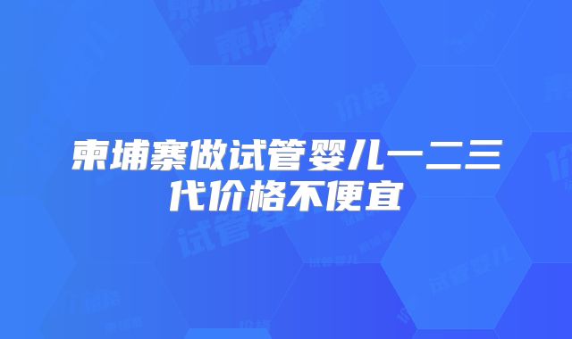 柬埔寨做试管婴儿一二三代价格不便宜