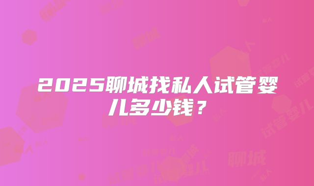 2025聊城找私人试管婴儿多少钱?