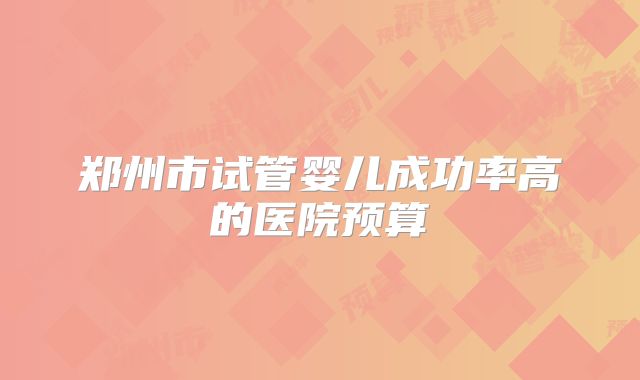 郑州市试管婴儿成功率高的医院预算