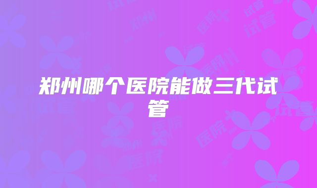 郑州哪个医院能做三代试管