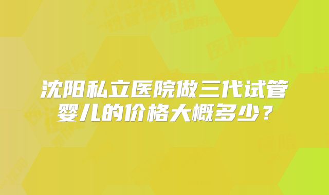 沈阳私立医院做三代试管婴儿的价格大概多少?