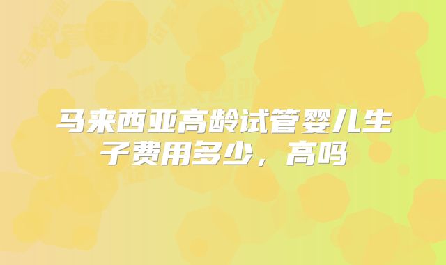 马来西亚高龄试管婴儿生子费用多少,高吗