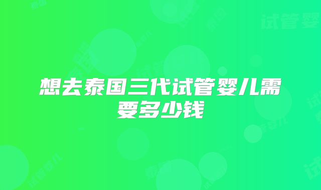 想去泰国三代试管婴儿需要多少钱