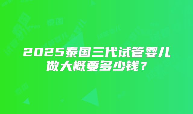 2025泰国三代试管婴儿做大概要多少钱？