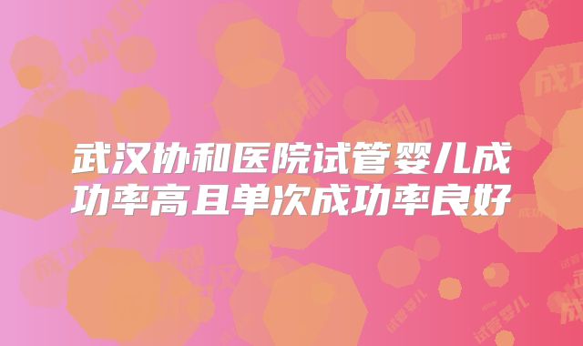 武汉协和医院试管婴儿成功率高且单次成功率良好