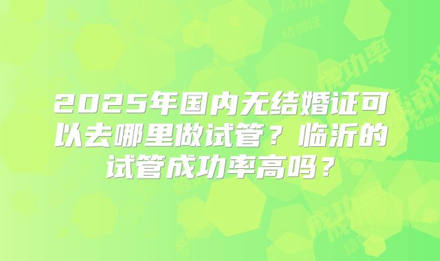 2025年国内无结婚证可以去哪里做试管?临沂的试管成功率高吗?