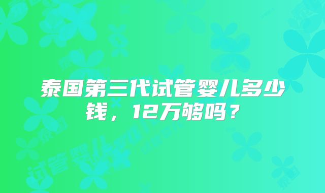 泰国第三代试管婴儿多少钱,12万够吗?