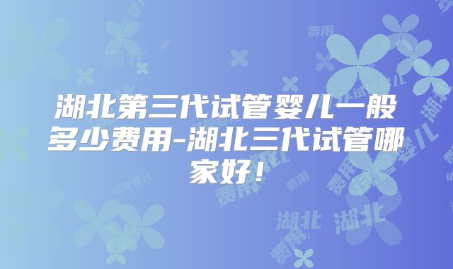 湖北第三代试管婴儿一般多少费用-湖北三代试管哪家好！