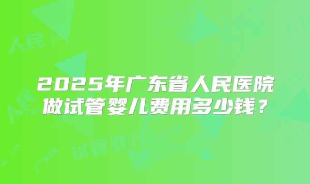 2025年广东省人民医院做试管婴儿费用多少钱?