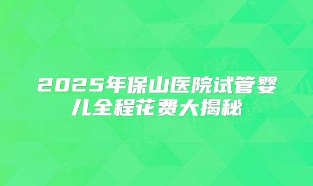 2025年保山医院试管婴儿全程花费大揭秘