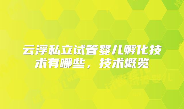 云浮私立试管婴儿孵化技术有哪些，技术概览