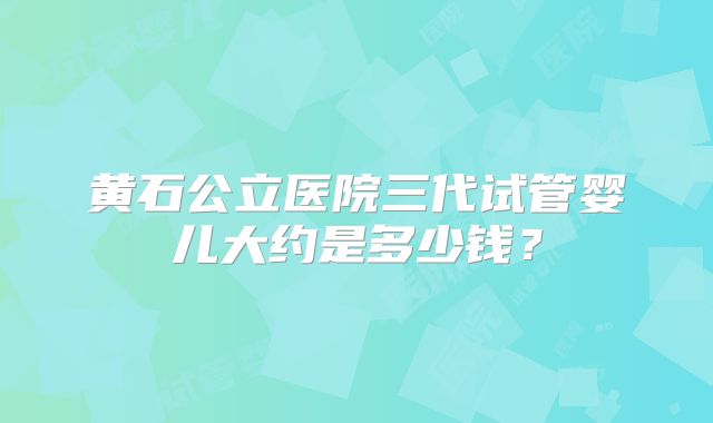 黄石公立医院三代试管婴儿大约是多少钱?