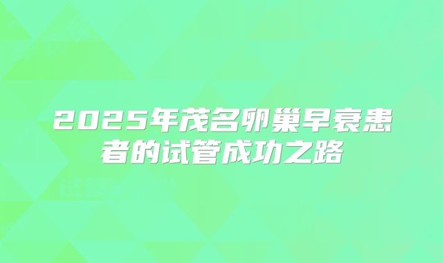 2025年茂名卵巢早衰患者的试管成功之路