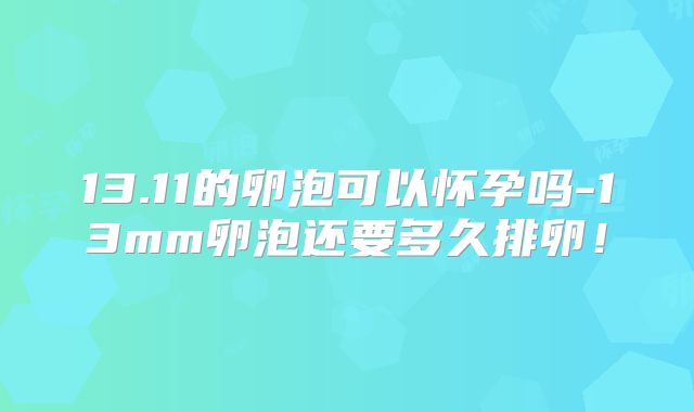 13.11的卵泡可以怀孕吗-13mm卵泡还要多久排卵!