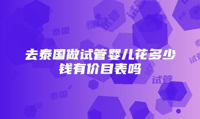 去泰国做试管婴儿花多少钱有价目表吗