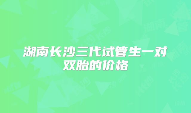 湖南长沙三代试管生一对双胎的价格
