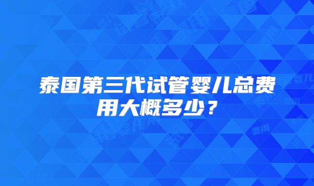 泰国第三代试管婴儿总费用大概多少？
