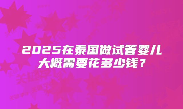 2025在泰国做试管婴儿大概需要花多少钱?