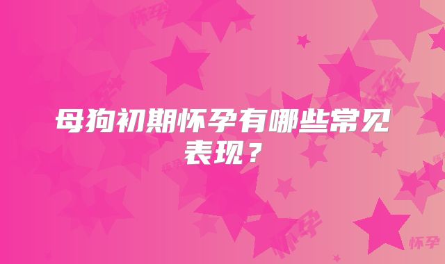 母狗初期怀孕有哪些常见表现?