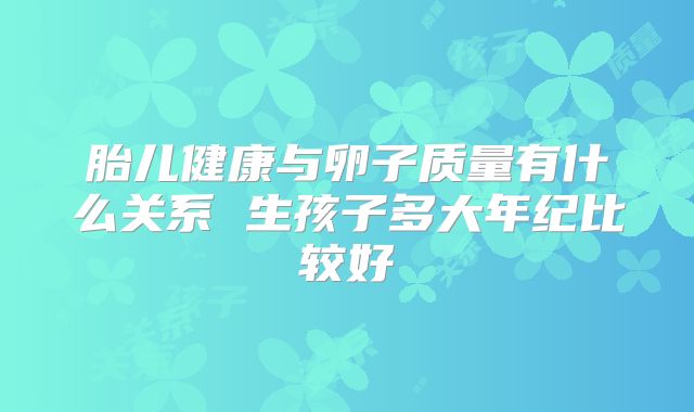 胎儿健康与卵子质量有什么关系 生孩子多大年纪比较好