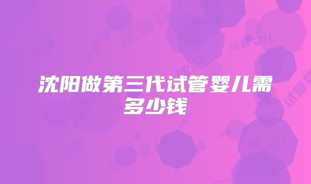 沈阳做第三代试管婴儿需多少钱
