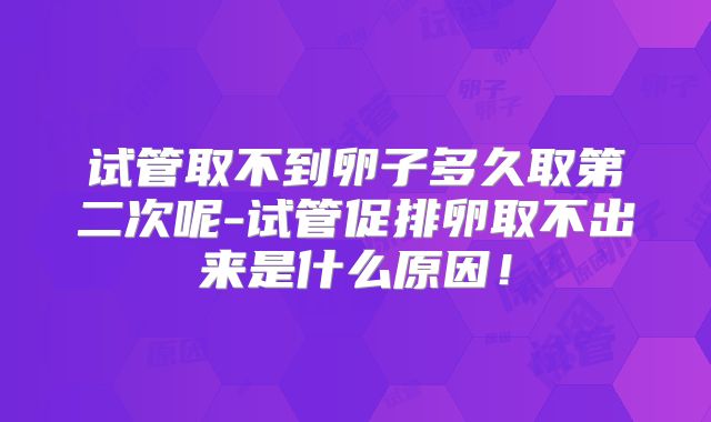 试管取不到卵子多久取第二次呢-试管促排卵取不出来是什么原因！
