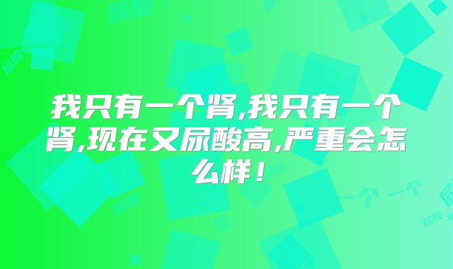 我只有一个肾,我只有一个肾,现在又尿酸高,严重会怎么样！