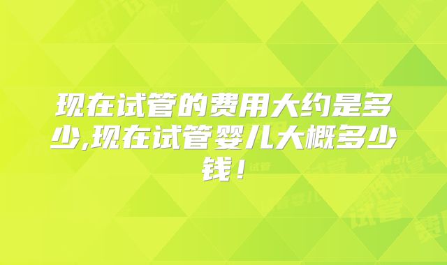 现在试管的费用大约是多少,现在试管婴儿大概多少钱！