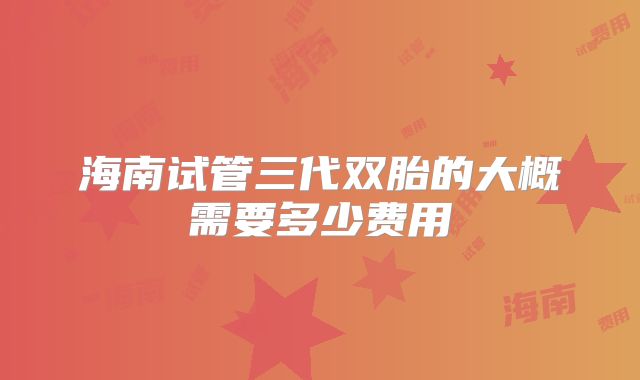 海南试管三代双胎的大概需要多少费用