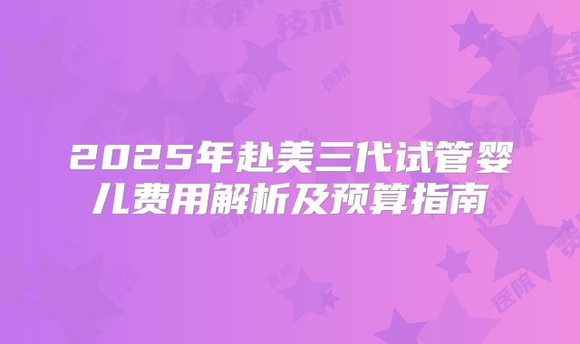 2025年赴美三代试管婴儿费用解析及预算指南