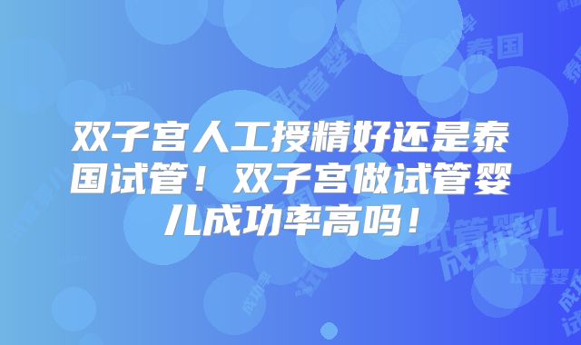 双子宫人工授精好还是泰国试管！双子宫做试管婴儿成功率高吗！
